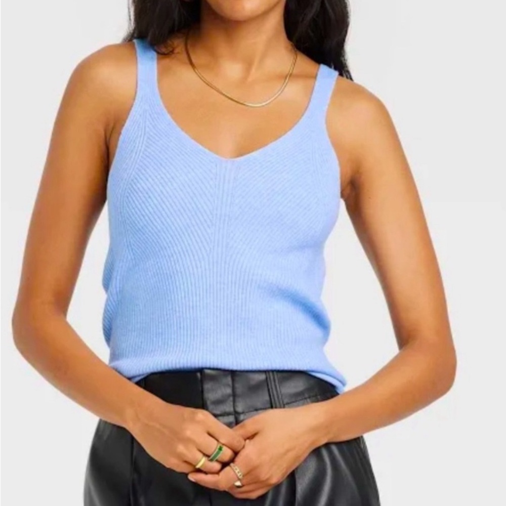 A new day Woven Tank Light Blue